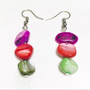 3/$15 Multicolored stone dangling earrings